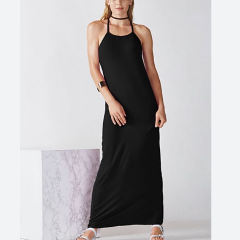 Fabletics Neema Feminine Bodycon Racerback Stretch Maxi Dress Black Size XS